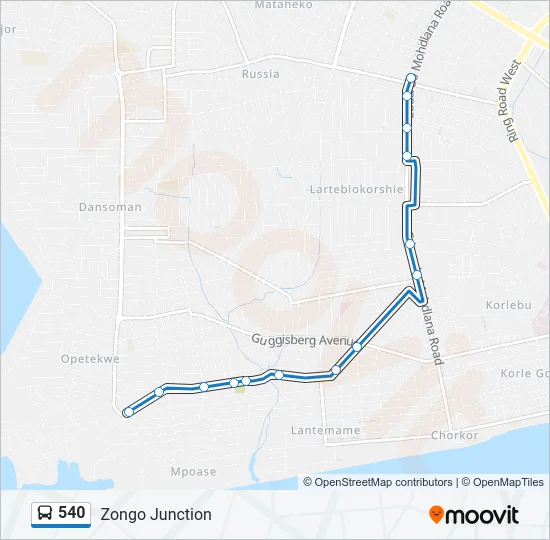 540 Bus Line Map