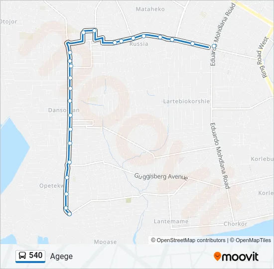 540 Bus Line Map