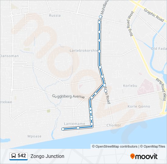 542 Bus Line Map