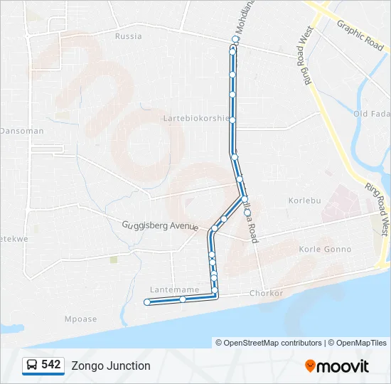 542 Bus Line Map