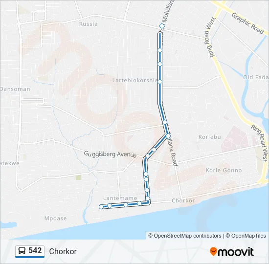 542 Bus Line Map