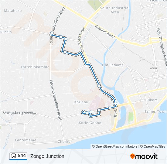 544 Bus Line Map