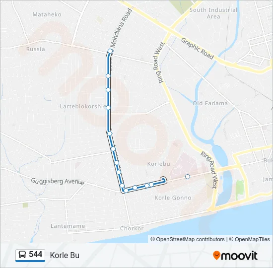 544 Bus Line Map