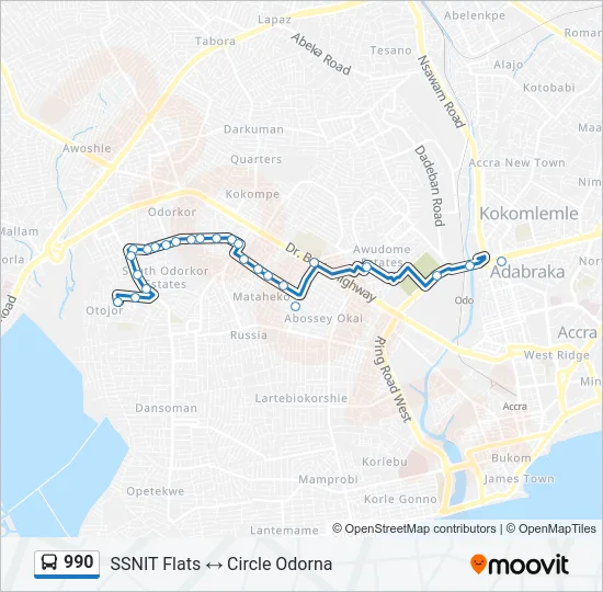 990 Bus Line Map