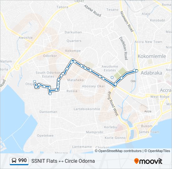 990 Bus Line Map