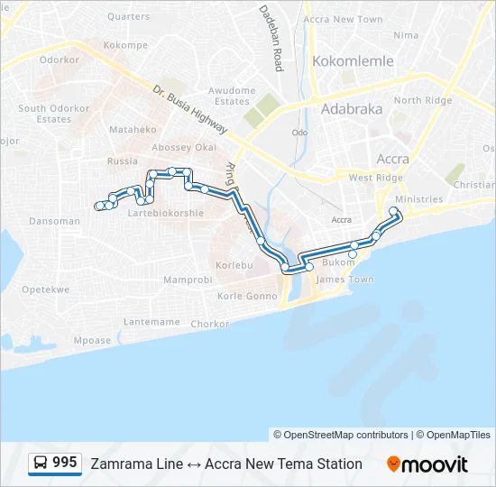 995 Bus Line Map
