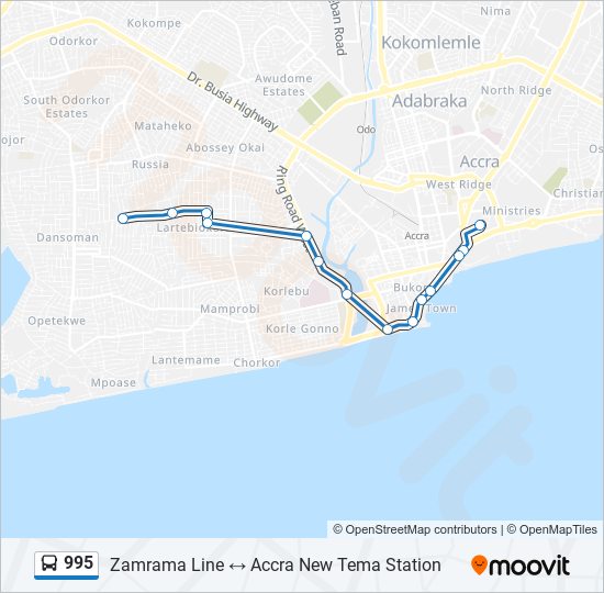 995 bus Line Map