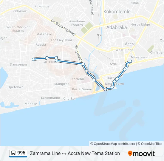 995 Bus Line Map