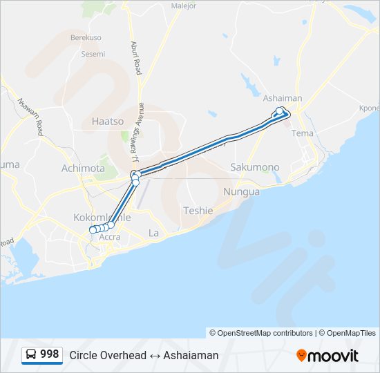 998 Bus Line Map