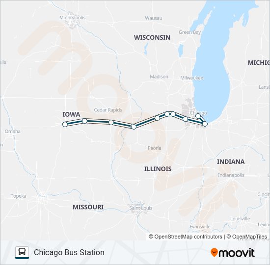 GREYHOUND US0155S bus Line Map