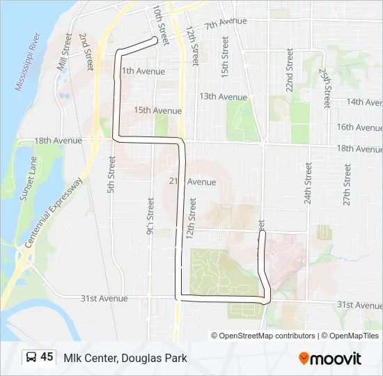 45 Bus Line Map