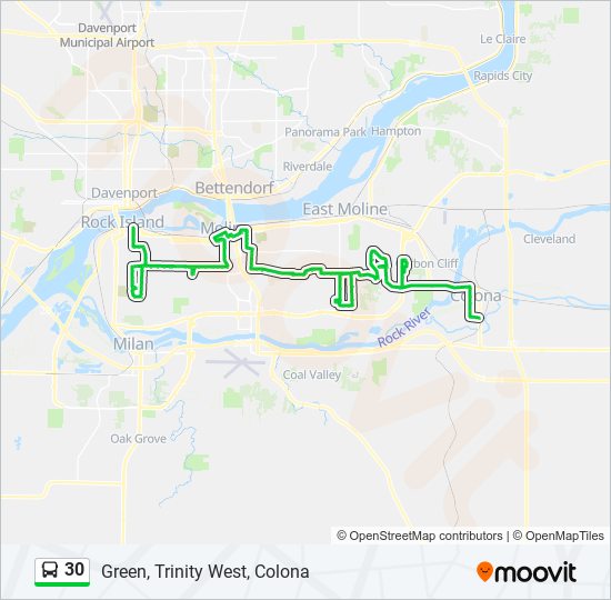 30 Route: Schedules, Stops & Maps - Green, Trinity West, Colona (Updated)