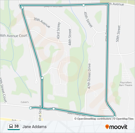 38 bus Line Map