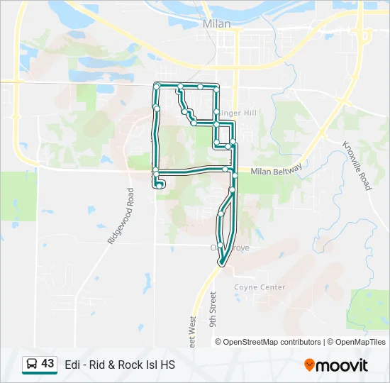 43 Bus Line Map