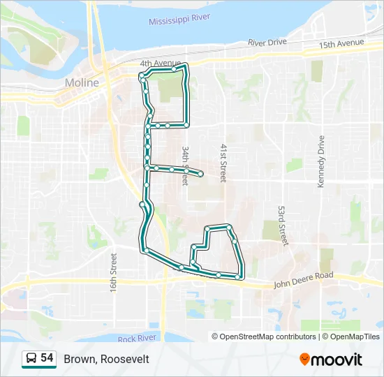 54 Bus Line Map