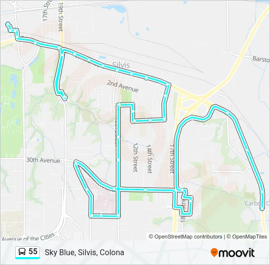 55 Bus Line Map