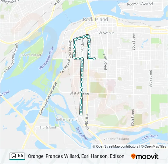 65 Bus Line Map
