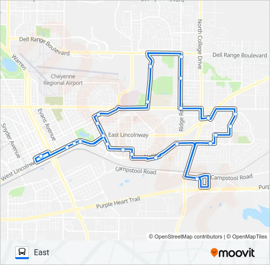 EAST Bus Line Map
