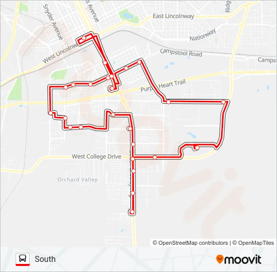 SOUTH Bus Line Map