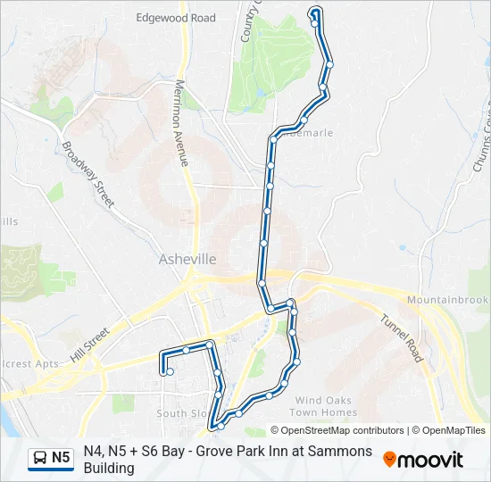 N5 Bus Line Map