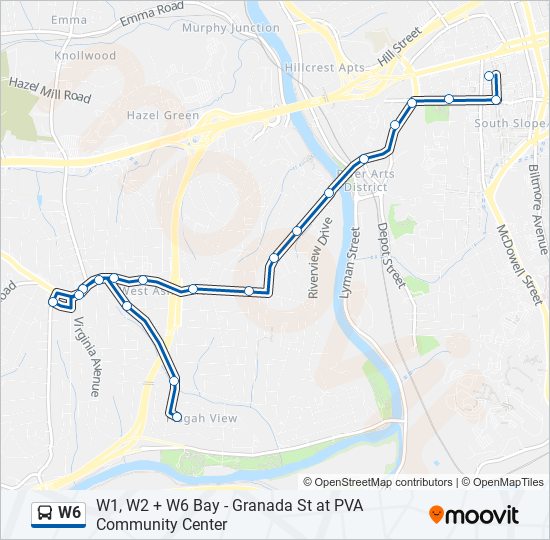 Mapa de W6 de autobús