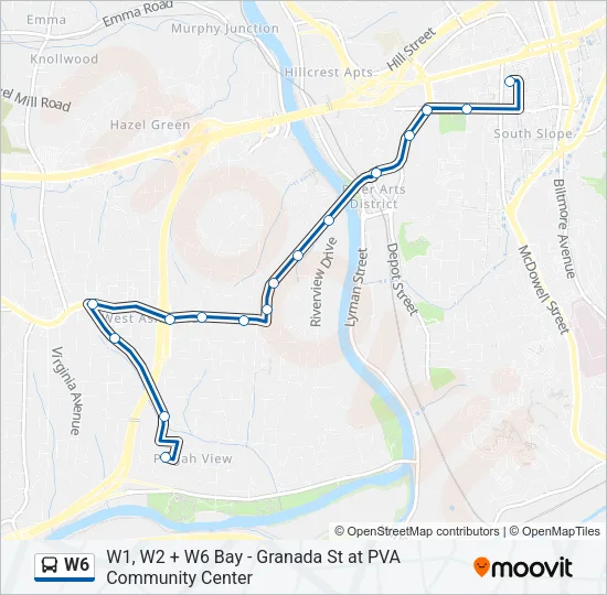 W6 Bus Line Map