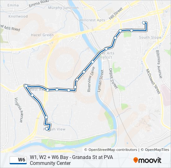 W6 bus Line Map