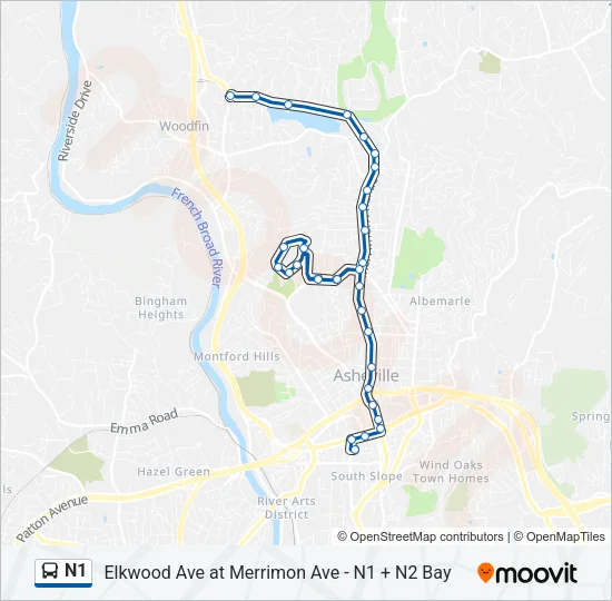 N1 Bus Line Map