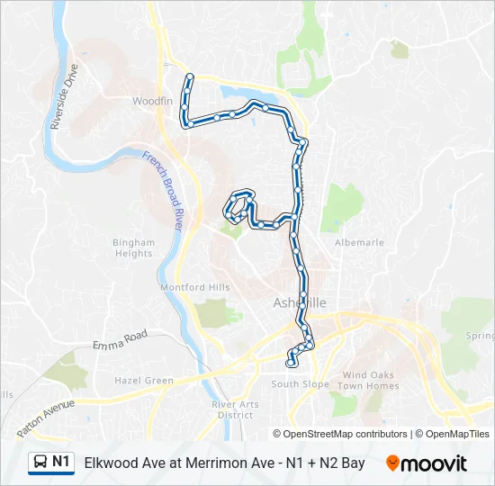 N1 Bus Line Map