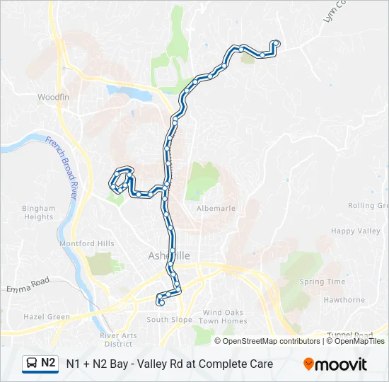N2 Bus Line Map