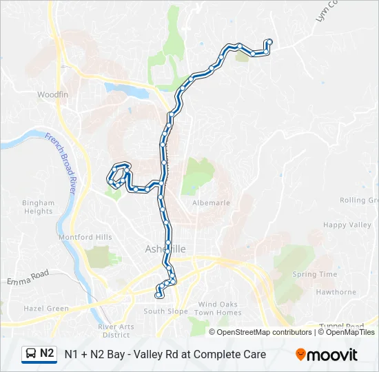 N2 Bus Line Map