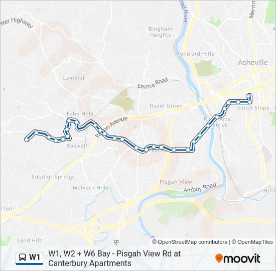 W1 Bus Line Map