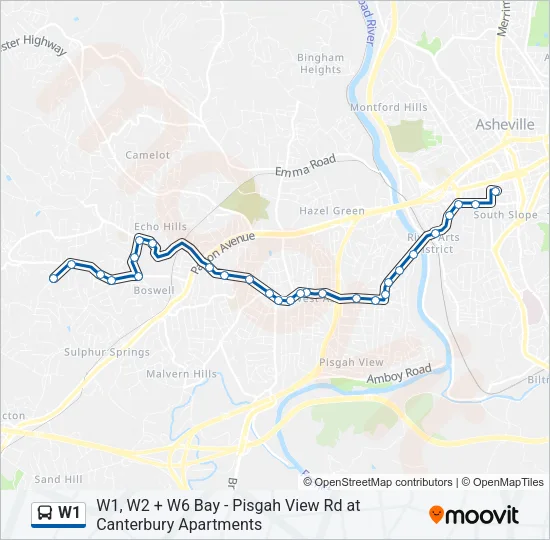 W1 Bus Line Map