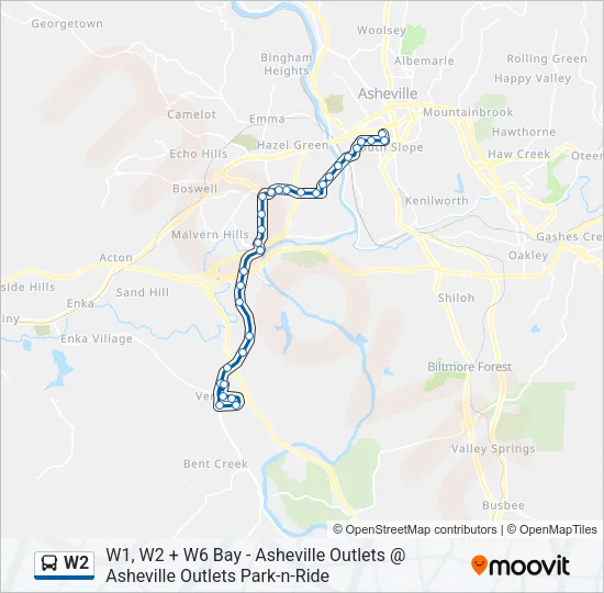 W2 Bus Line Map