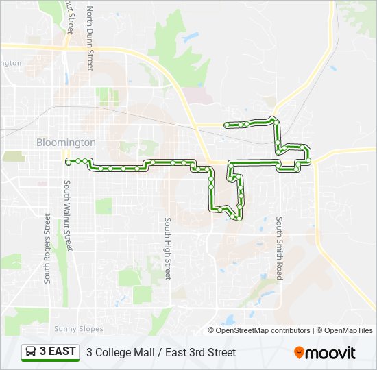 3 EAST bus Line Map