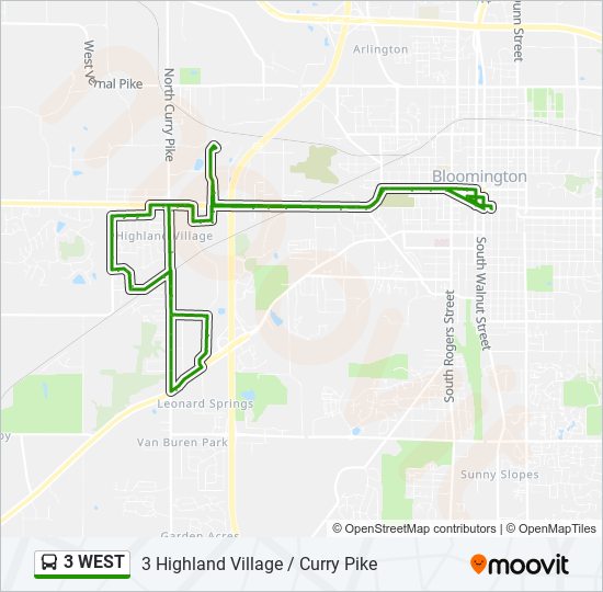 3 WEST bus Line Map