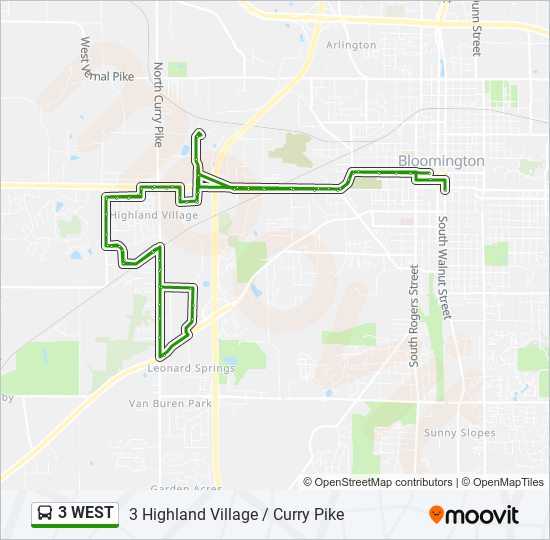 3 WEST bus Line Map