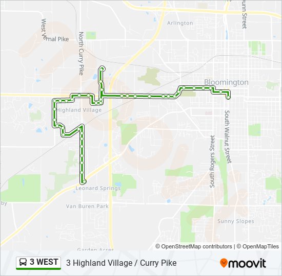 3 WEST bus Line Map