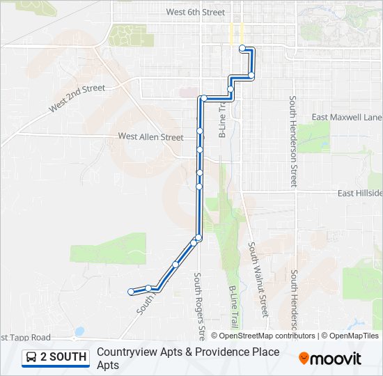 2 SOUTH bus Line Map