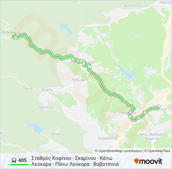 Χάρτης Γραμμής 405 λεωφορείο