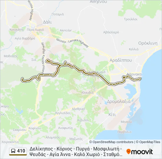 410 Bus Line Map