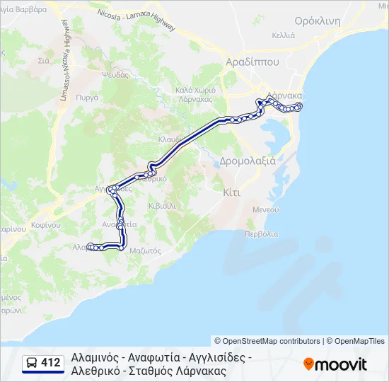 412 Bus Line Map