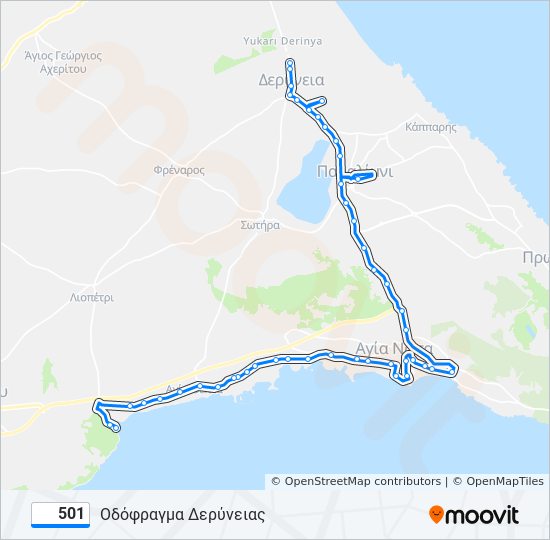 501 bus Line Map