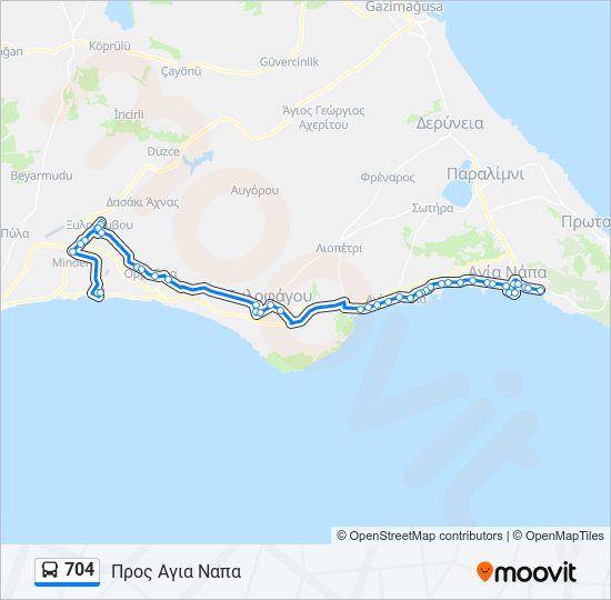 Χάρτης Γραμμής 704 λεωφορείο