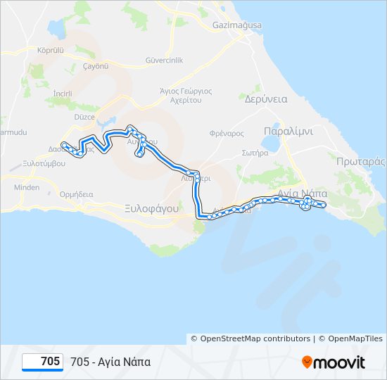 705 bus Line Map