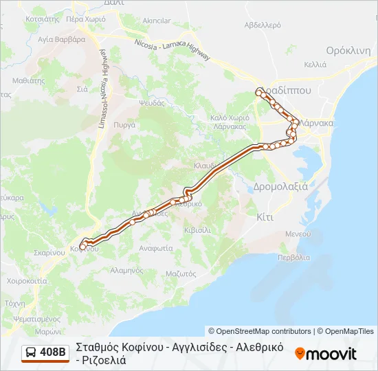 408B Bus Line Map