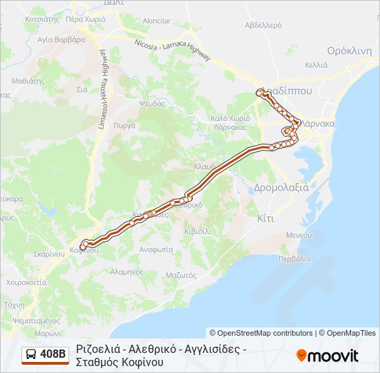 408B bus Line Map