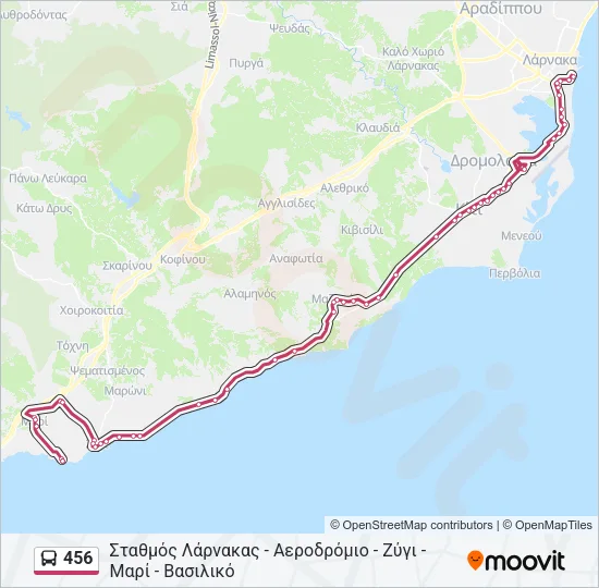 456 Bus Line Map