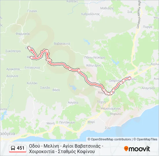 451 Bus Line Map