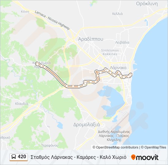 Χάρτης Γραμμής 420 λεωφορείο